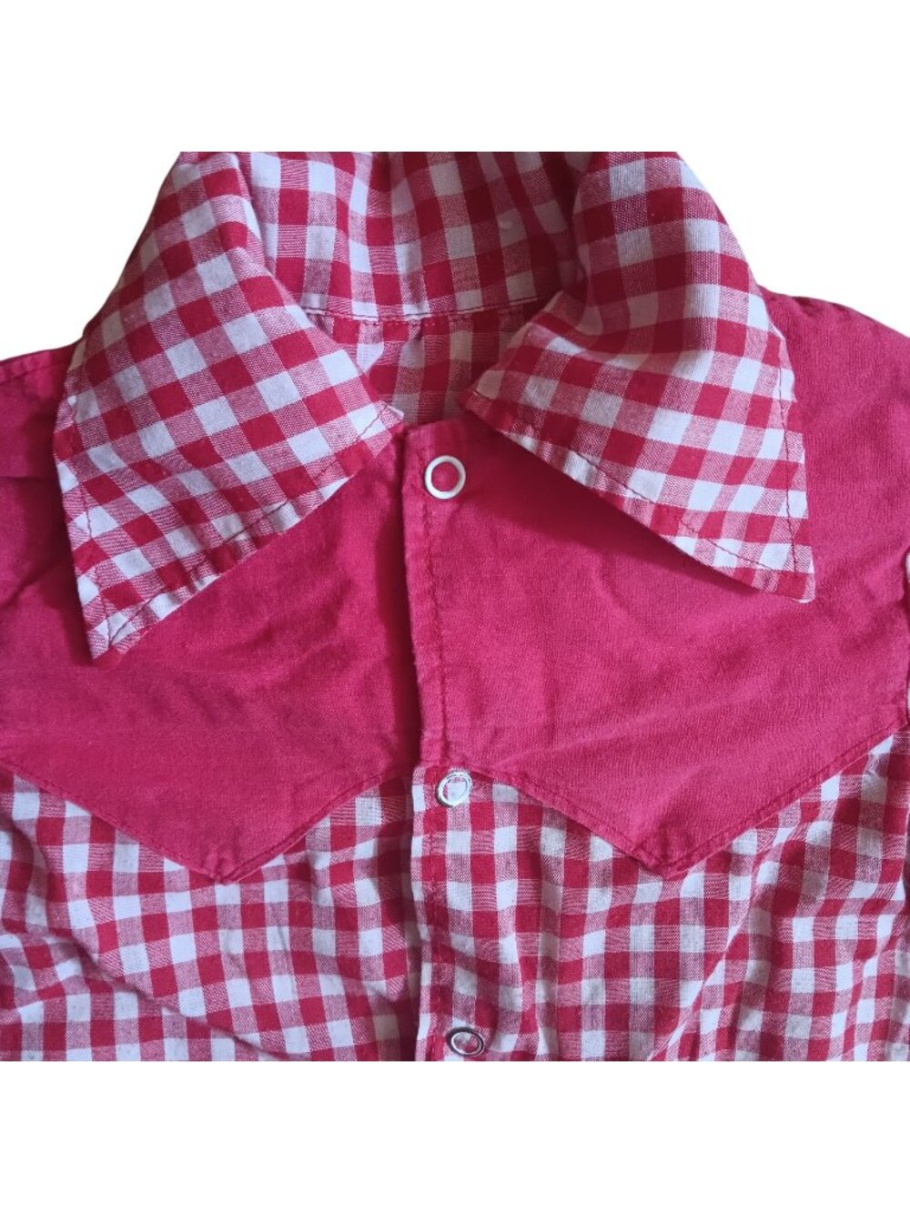 1OF1 5T Girls Vintage Cowgirl Western Top Checkered Snap Shirt Handmade 1970's